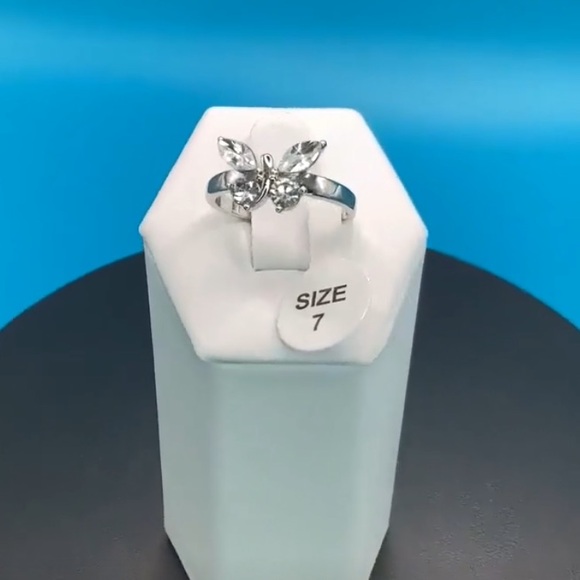 🦋💍Sterling Silver 1.2TCW Marquis and Brilliant Cut Butterfly Cz Diamond Rin… - Picture 16 of 17